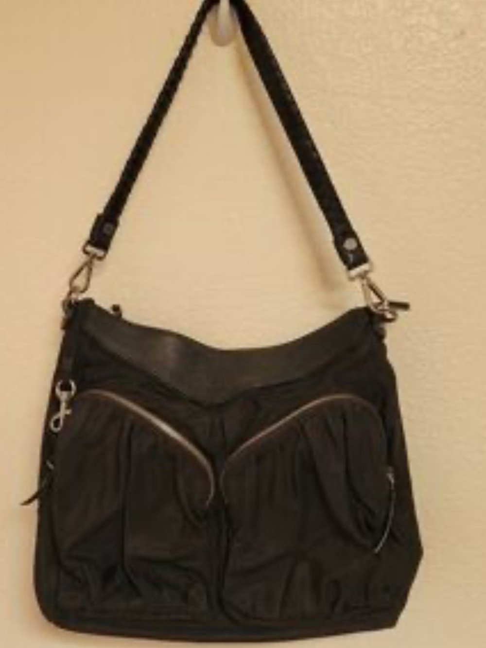 MZ Wallace Black Crossbody Bag with Silver tone Hardware & Top Zip Closure